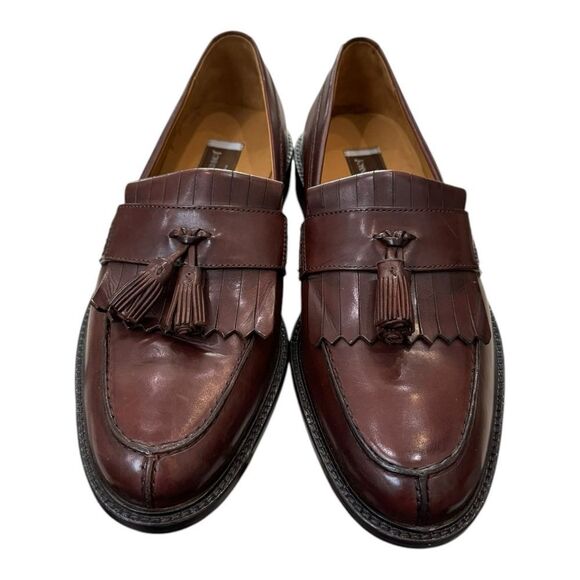 New Johnston & Murphy Housden Men\'s Mahogany Leather Slip-on Tassel Loafers 9.5 main image 8